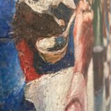 Tableau ancien bar restaurant, Les buveurs, XXe
