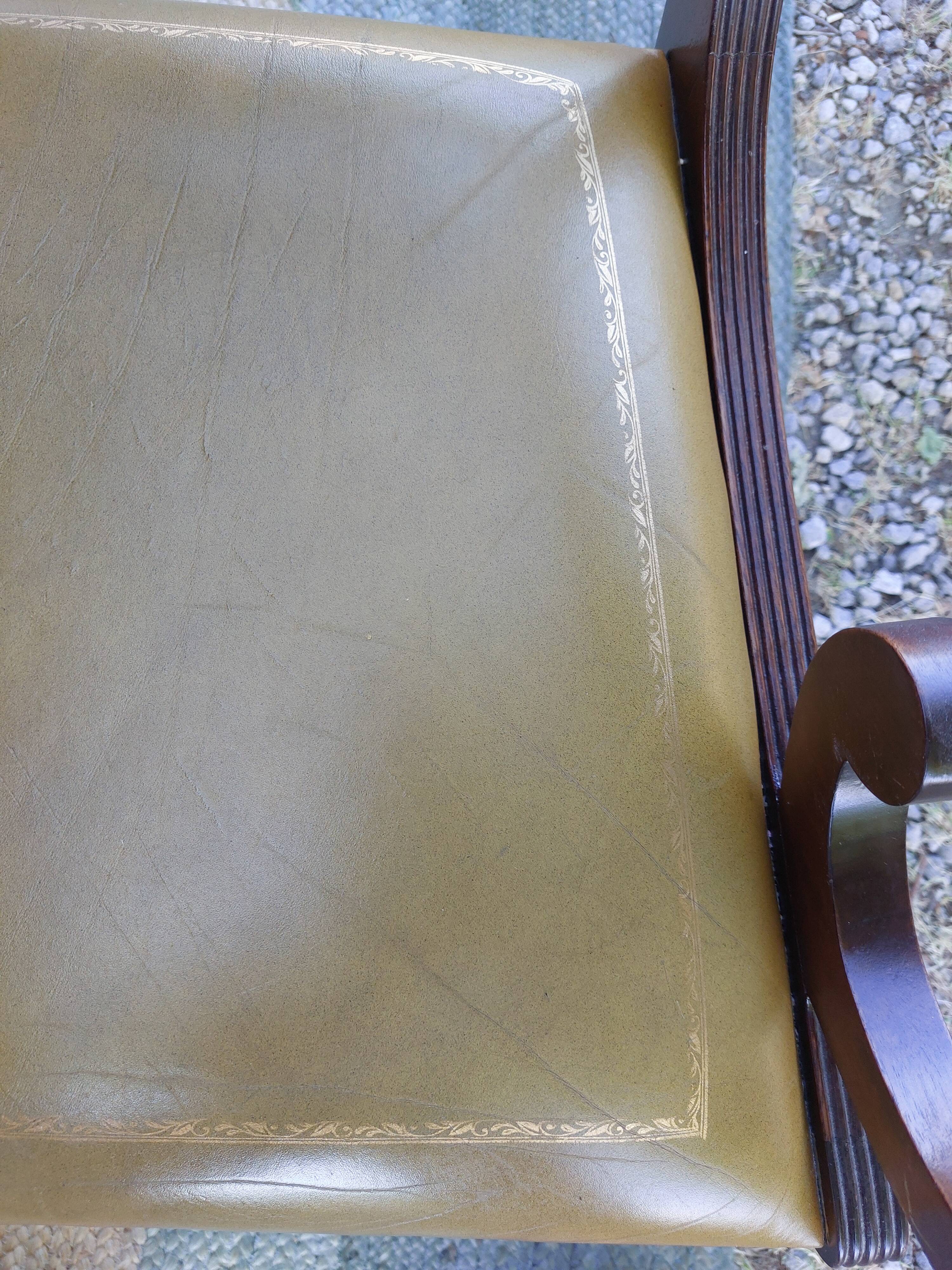 English desk and lyre chair, leather, extensions.