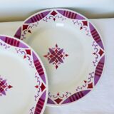 4 flat ironstone plates from Moulin des Loups and Hamage, Madeleine model