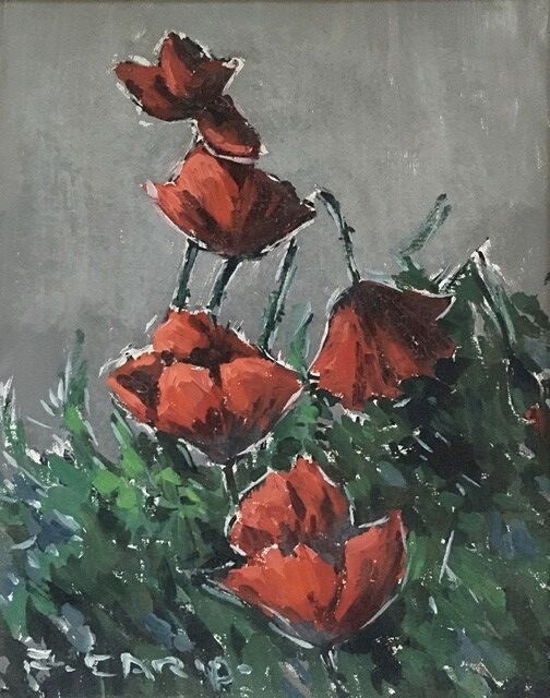 Tableau bouquet de coquelicots
