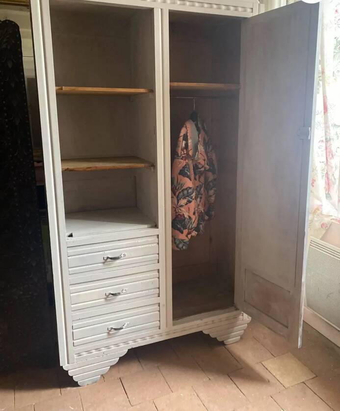 Parisian Art Deco period armoire – cream patina