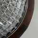 Flush mount in glass crystal and mahogany wood base, 1960s, Switzerland