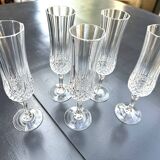 5 Cristal d'Arques champagne flutes, Lonchamp Vintage model