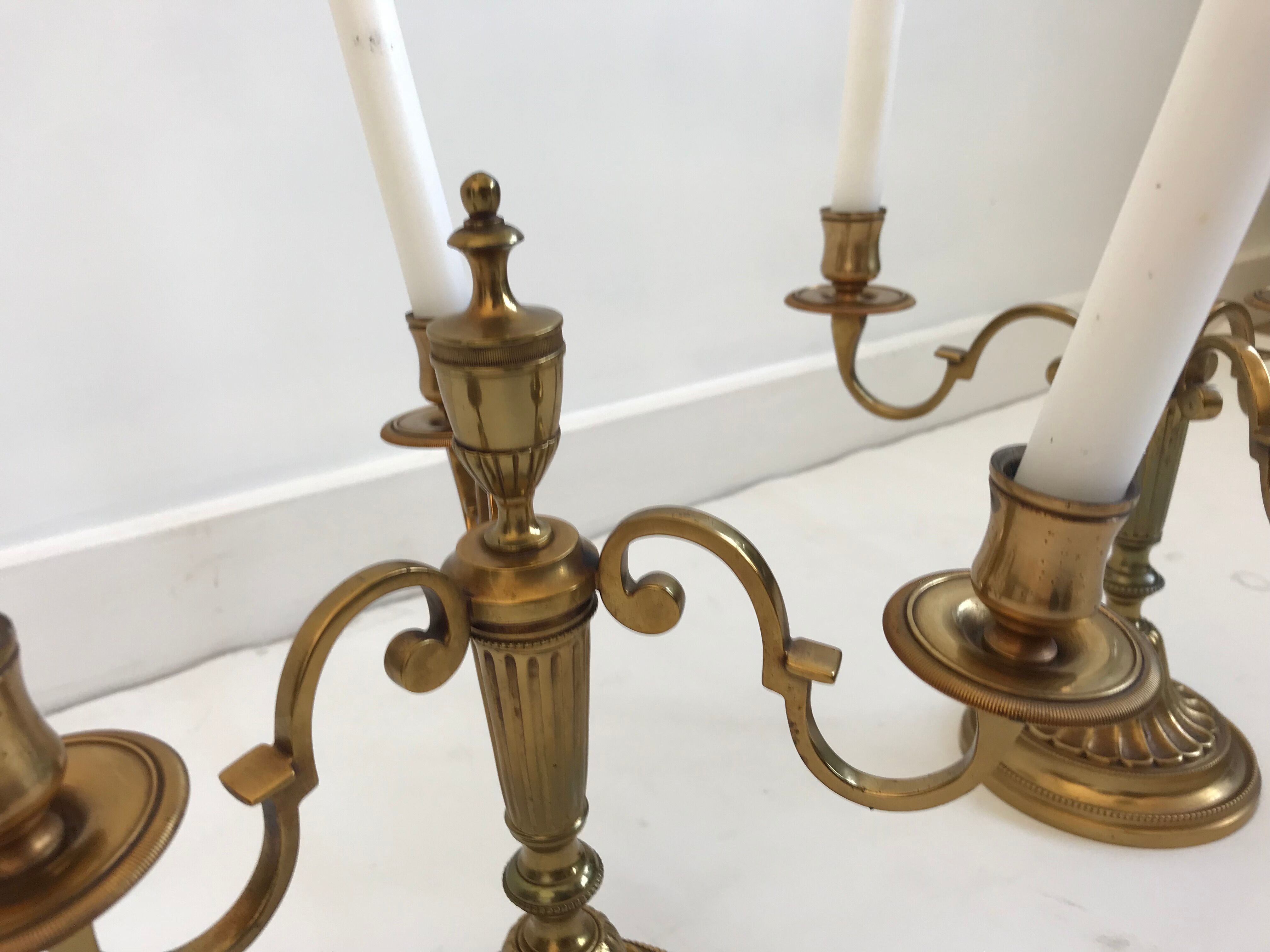 Pair of golden brass candlesticks