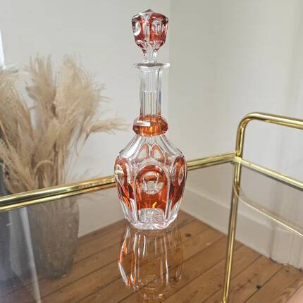Orange crystal carafe Val Saint-Lambert - 1950s