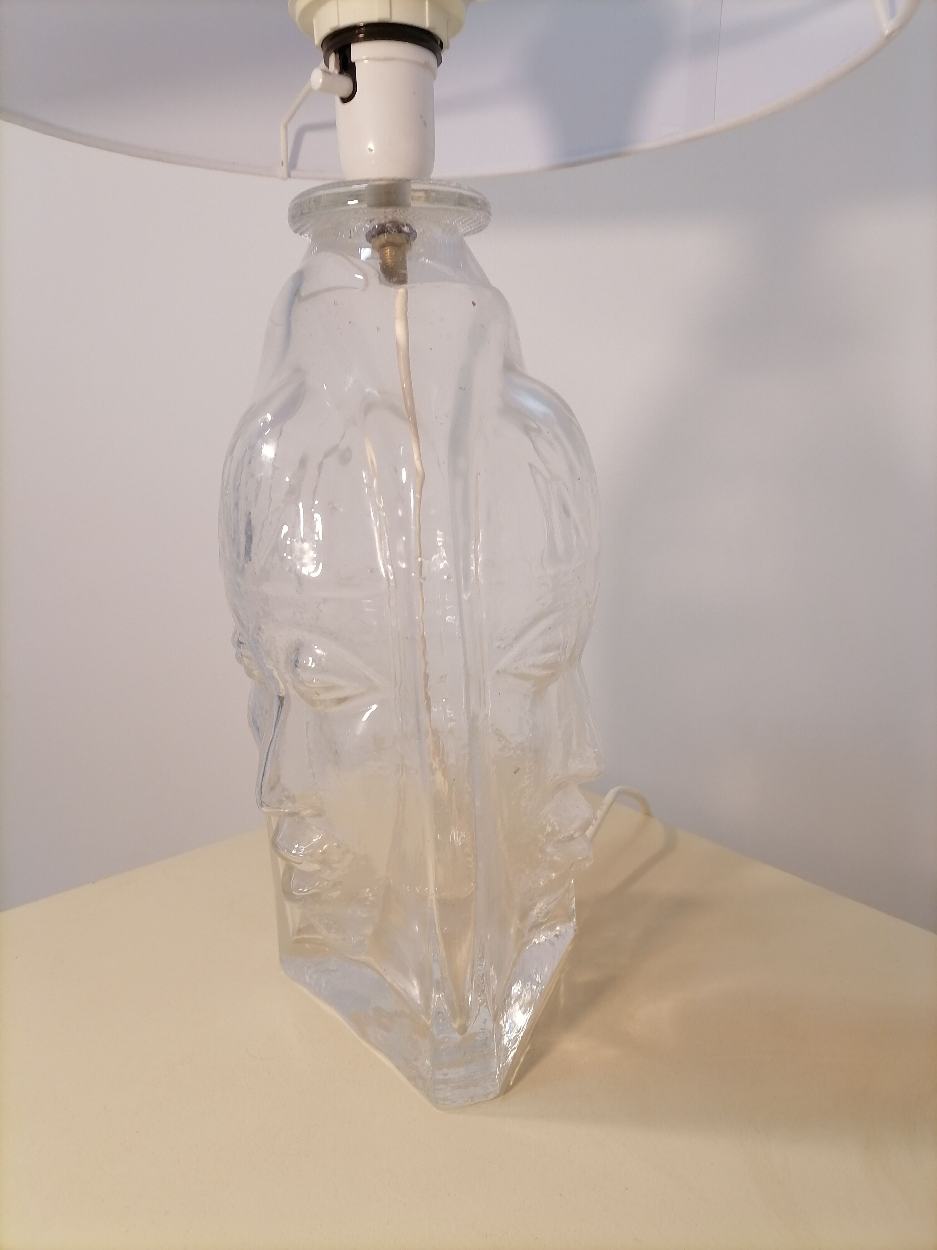 3 face molded glass lamp Sweden 1960