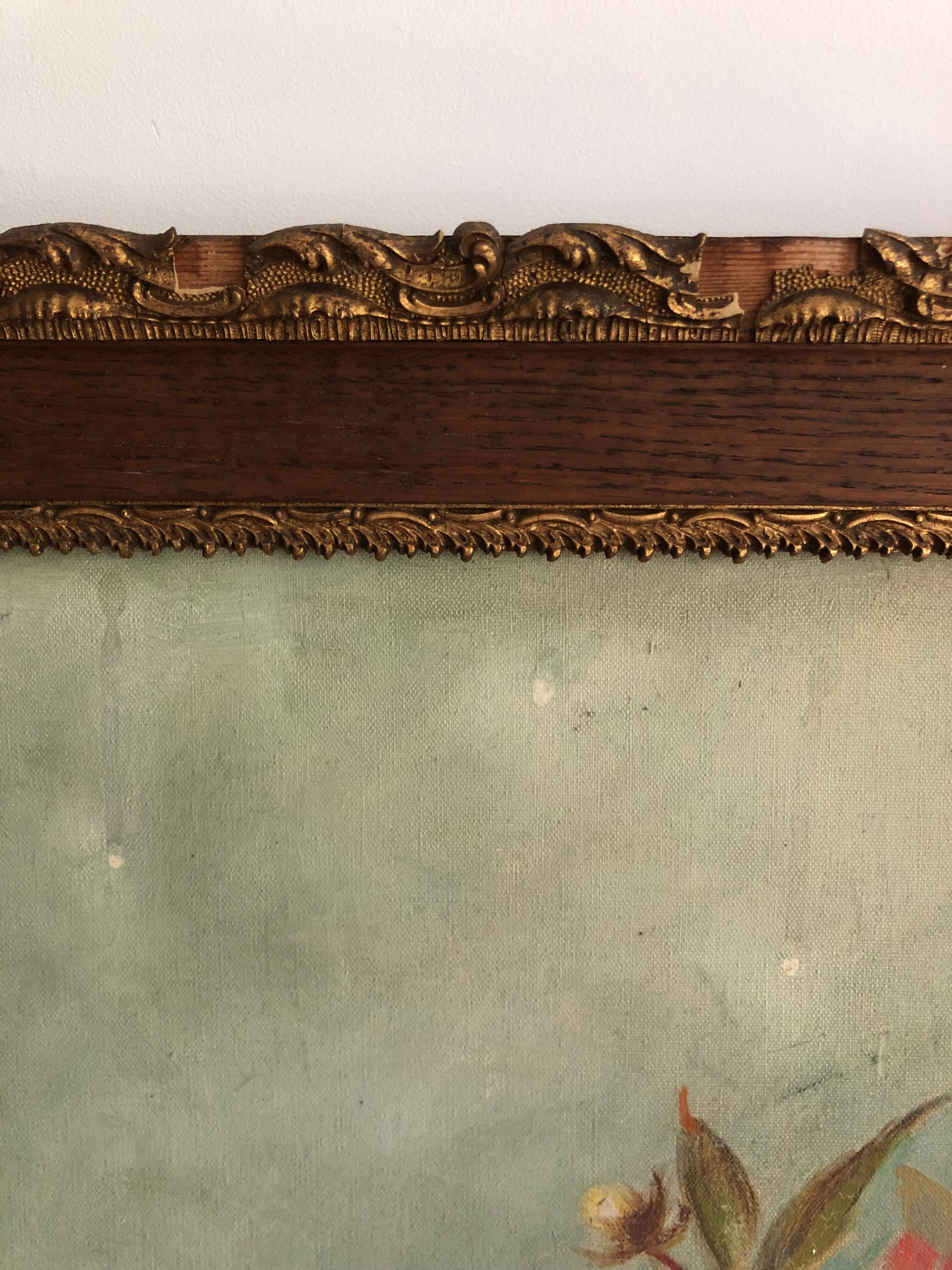 Oil on canvas ancient flowers