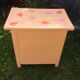 Small vintage buffet with 2 doors in painted sheet metal.