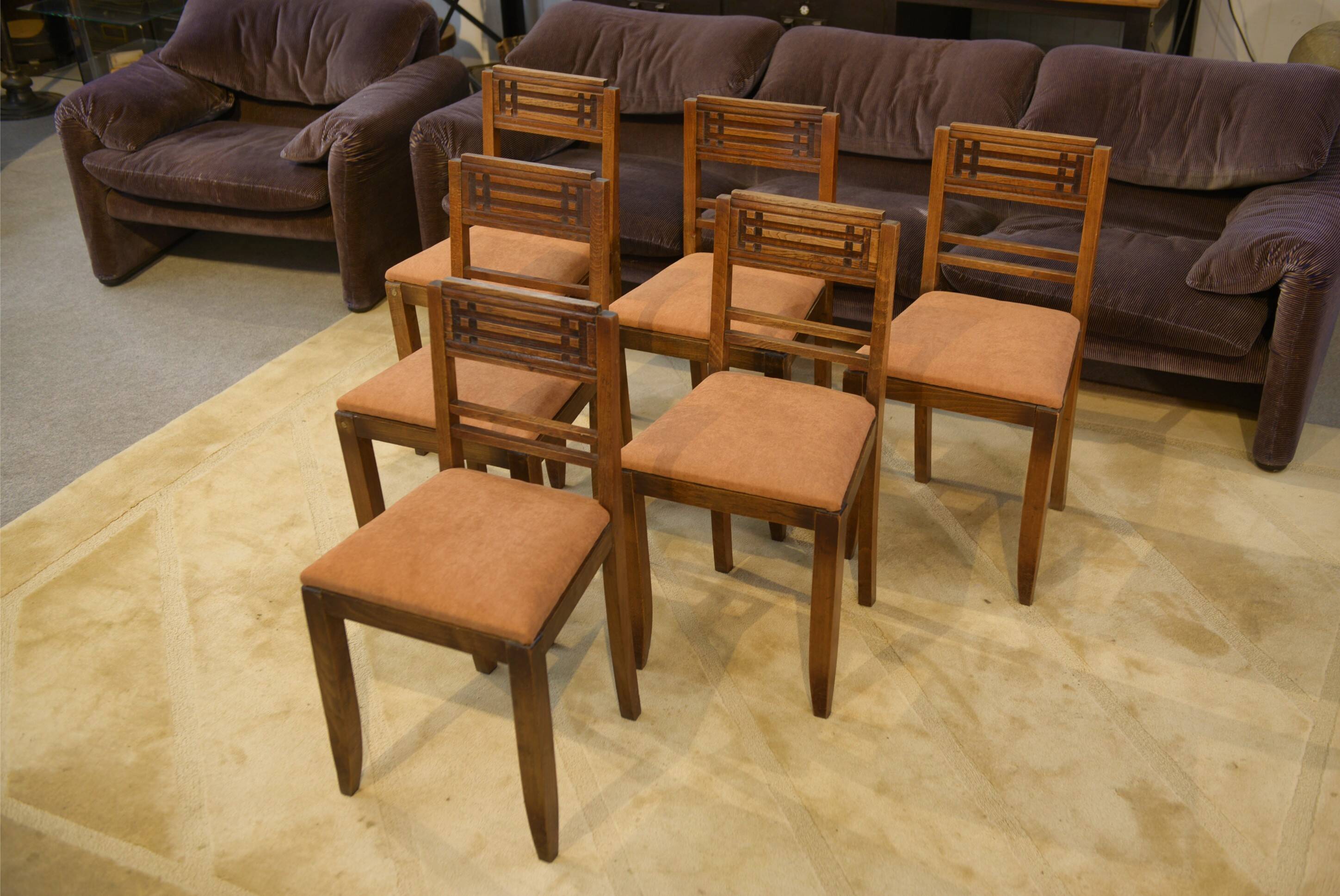 Set of 6 brutalist chairs from the 1950s.