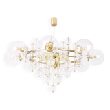 Large chandelier in gilded brass with decorative balls. 1970s.