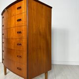 1960s Vintage Danish Bow-Front Teak Chest of Drawers