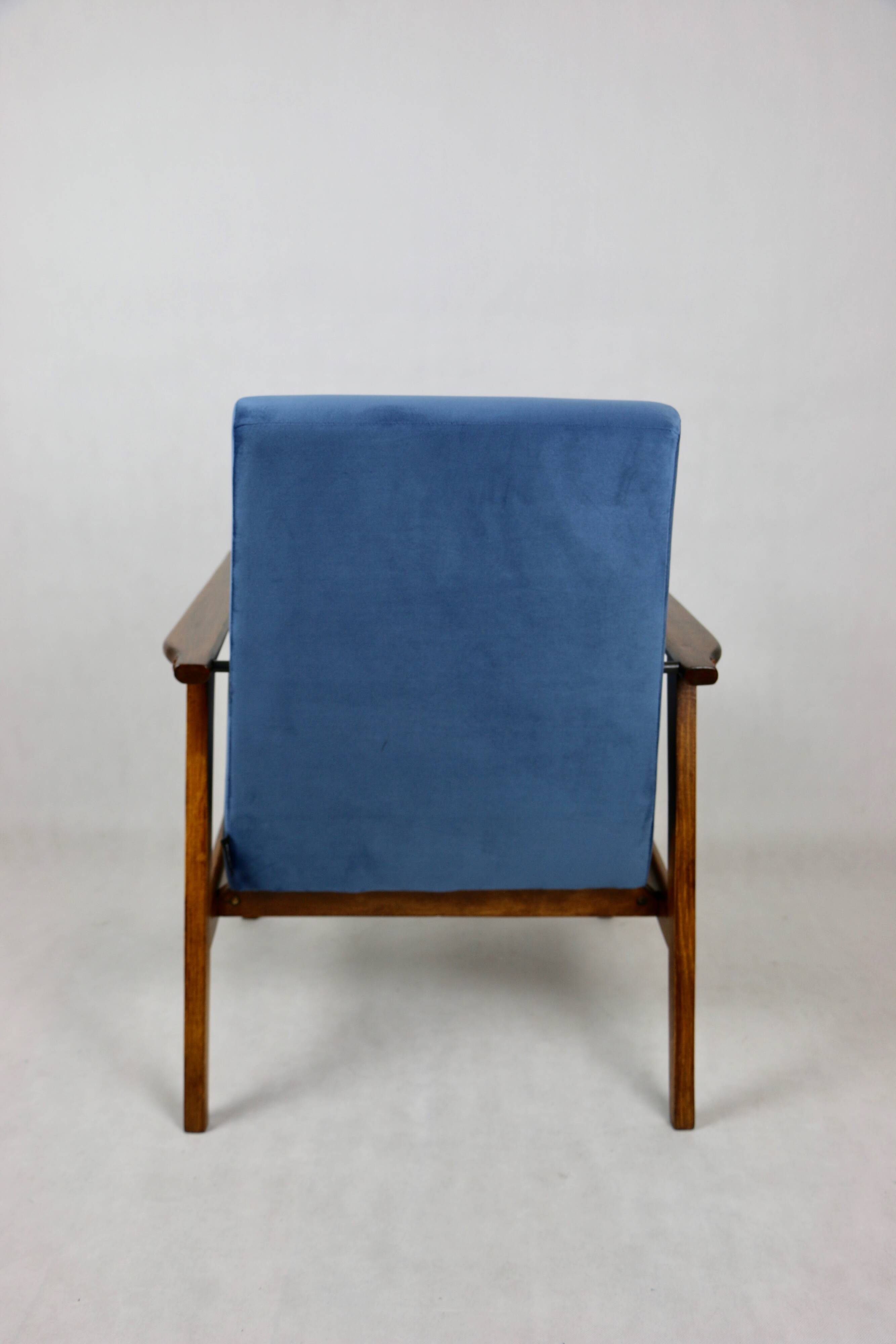 Vintage Ocean Blue Fox Easy Chair, 1970s