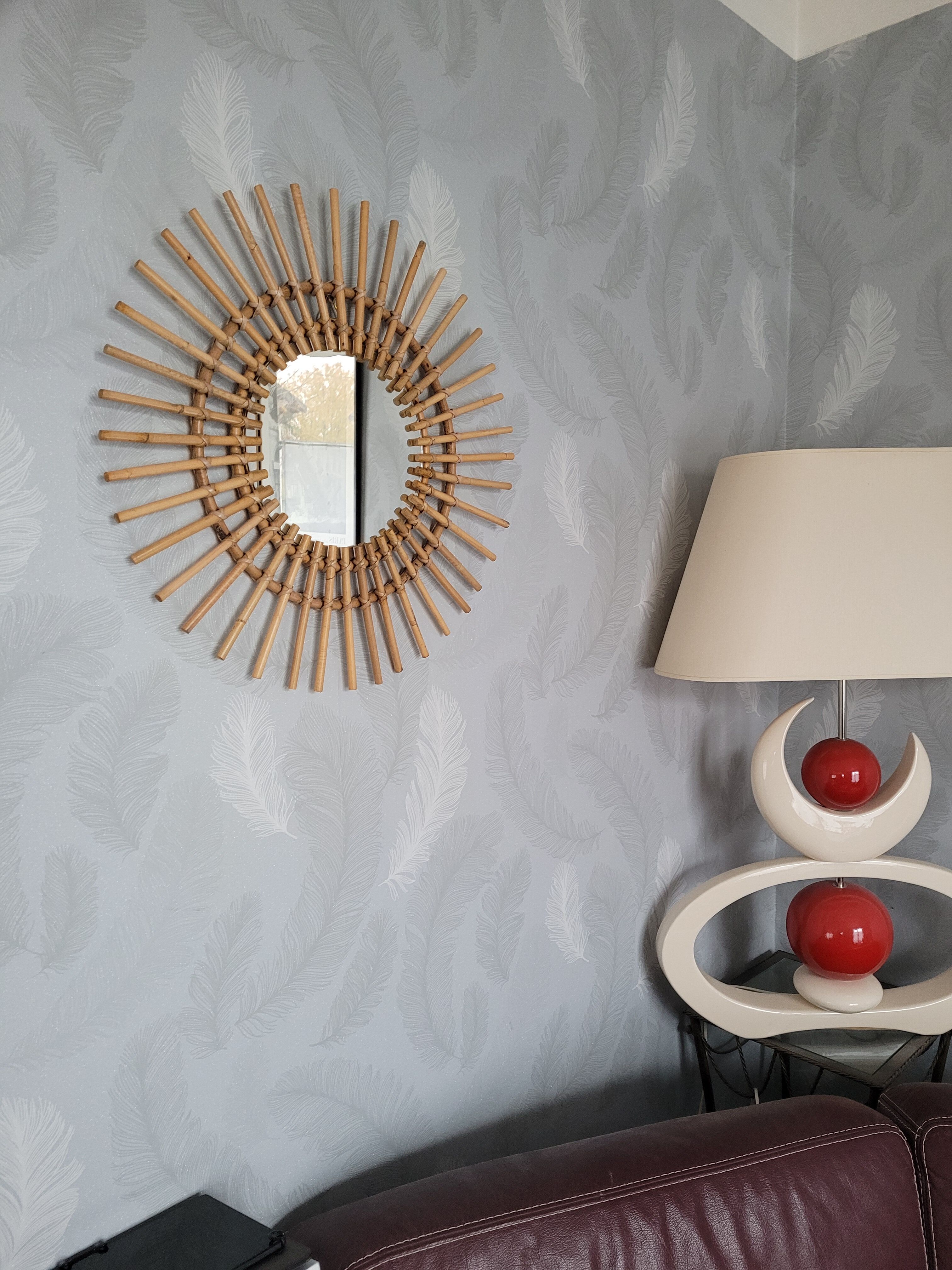 Rattan sun mirror, 55 cm