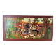 Tableau Peinture Bois Sculpté Scène Chasse Courre Chien Signé 130x70