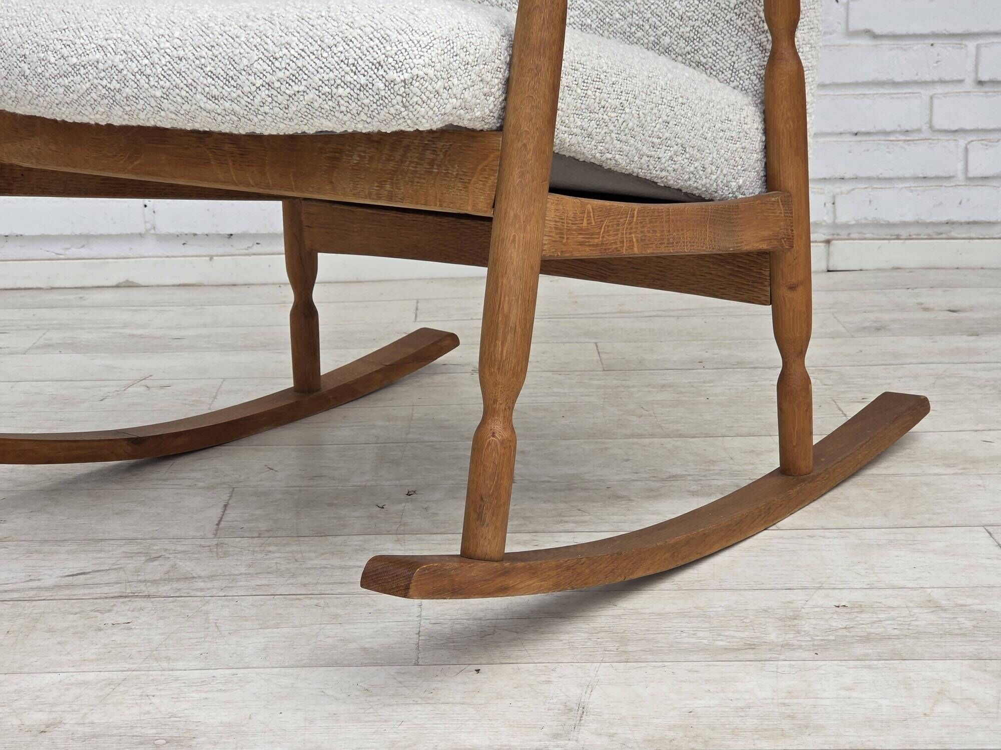 1970s, Scandinavian design, high-backed rocking chair, reupholstered.