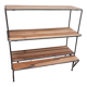 Wrought iron shelf, 3 walnut shelves