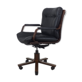 Office armchair leather wood Scandinavian design 70s vintage