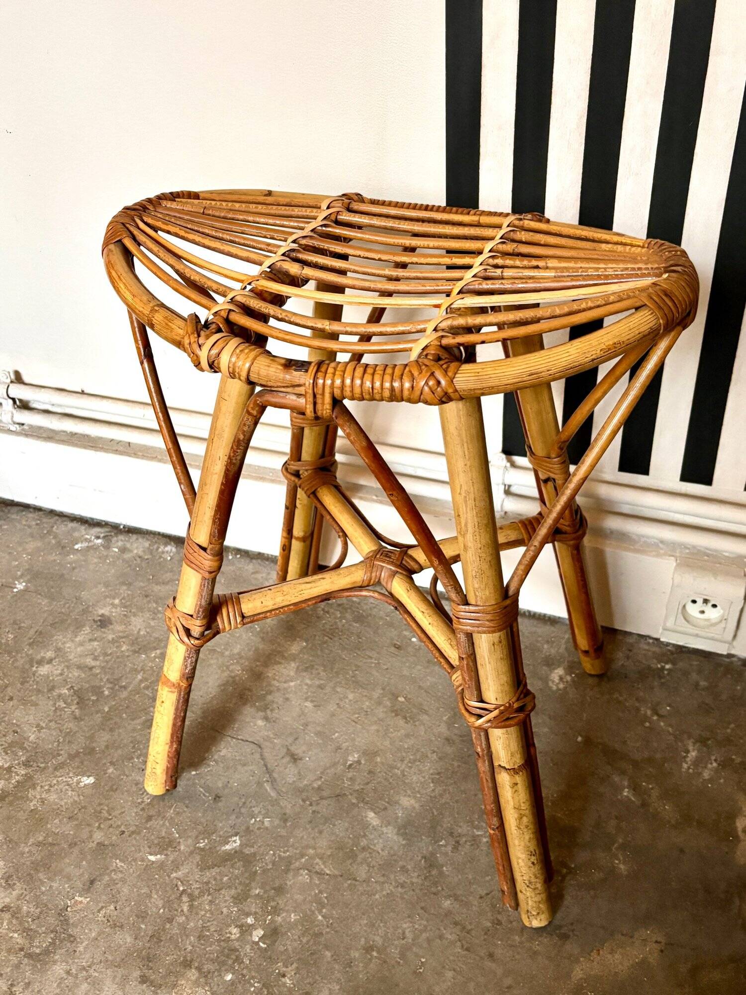 Rattan stool, 1960s-1970s