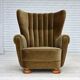 1960s, Danish highback relax armchair, green furniture velour.