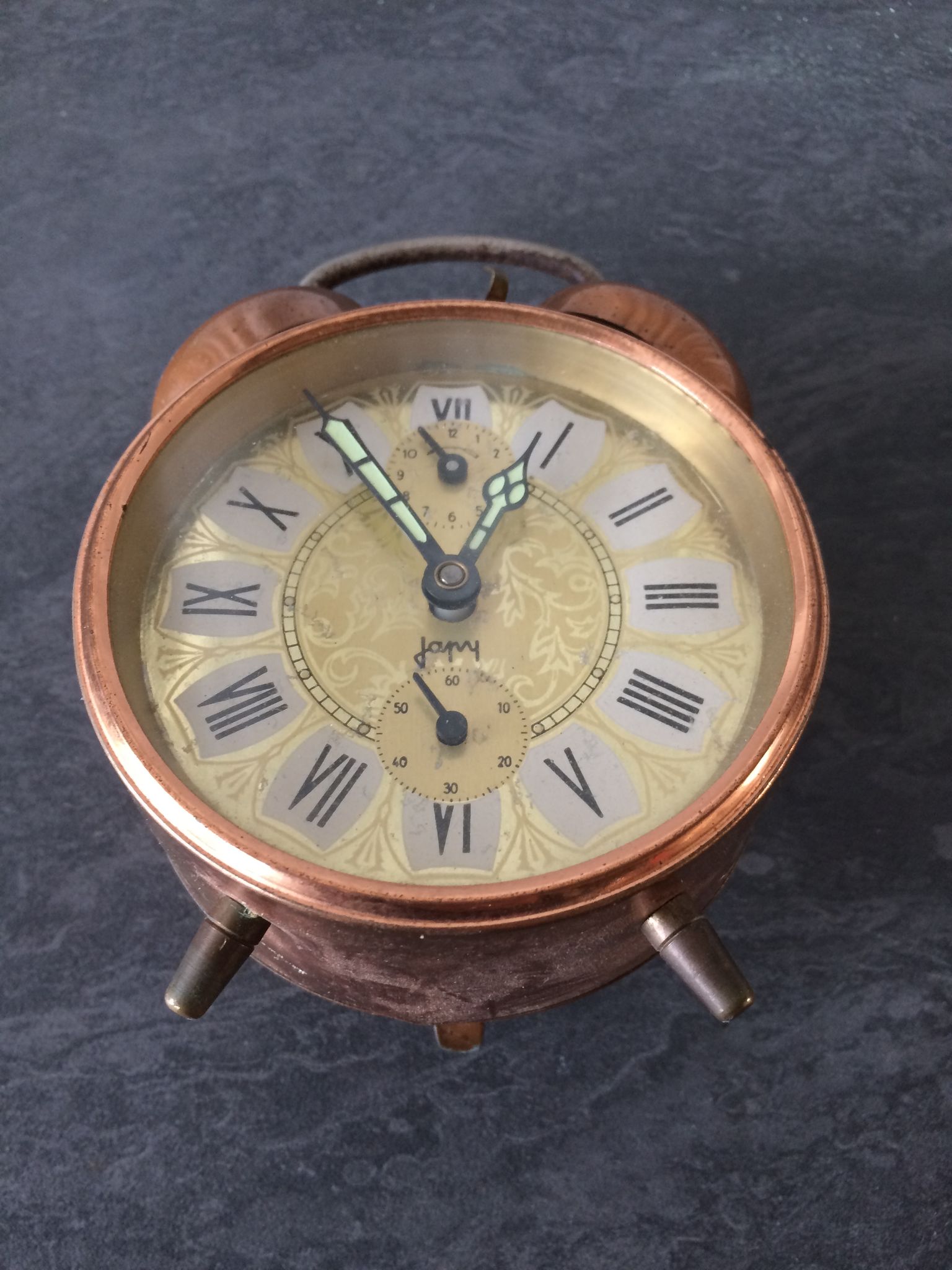 Réveil Japy cuivre décoration années 70 vintage