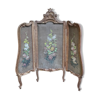 Painted screen Louis XV style with rocaille 1900