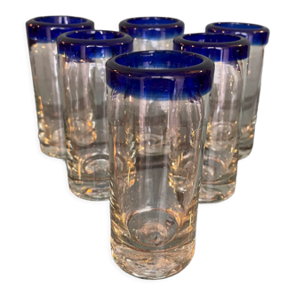 Lot de 6 verres à shot verres soufflés mexicains