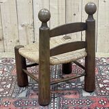 Low chair in elm and beech