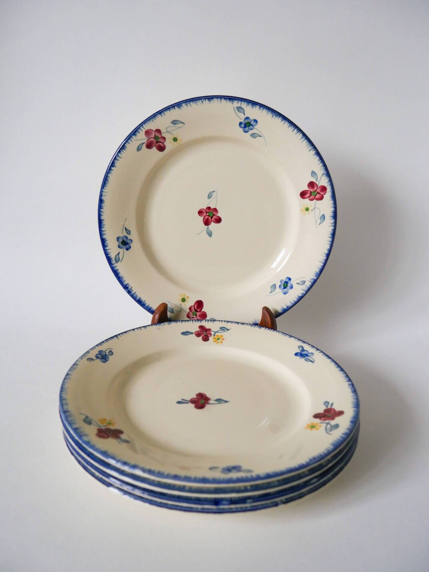 Lot of 5 digoin sarreguemines flat plates model "mary-lou" 1940