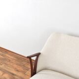 Mid-Century Norwegian Teak & Boucle Sofa, 1960s.