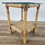 Wicker coffee table with glass top
