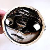 Vintage artisanal two-tone earthenware candle holder Vallauris France