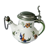 Ceramic belly pitcher lid and spout closed capodimonte chimeric decoration
