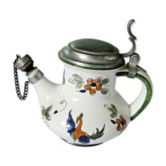 Ceramic belly pitcher lid and spout closed capodimonte chimeric decoration