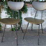 Pair of 50s chairs in metal and skaï