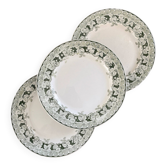 3 dessert plates in iron earth "Murier" Saint Amand and Hamage