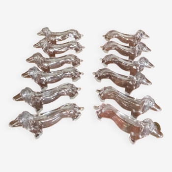Series of 12 dachshund knife holders