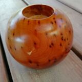 Solid cedar candle holder