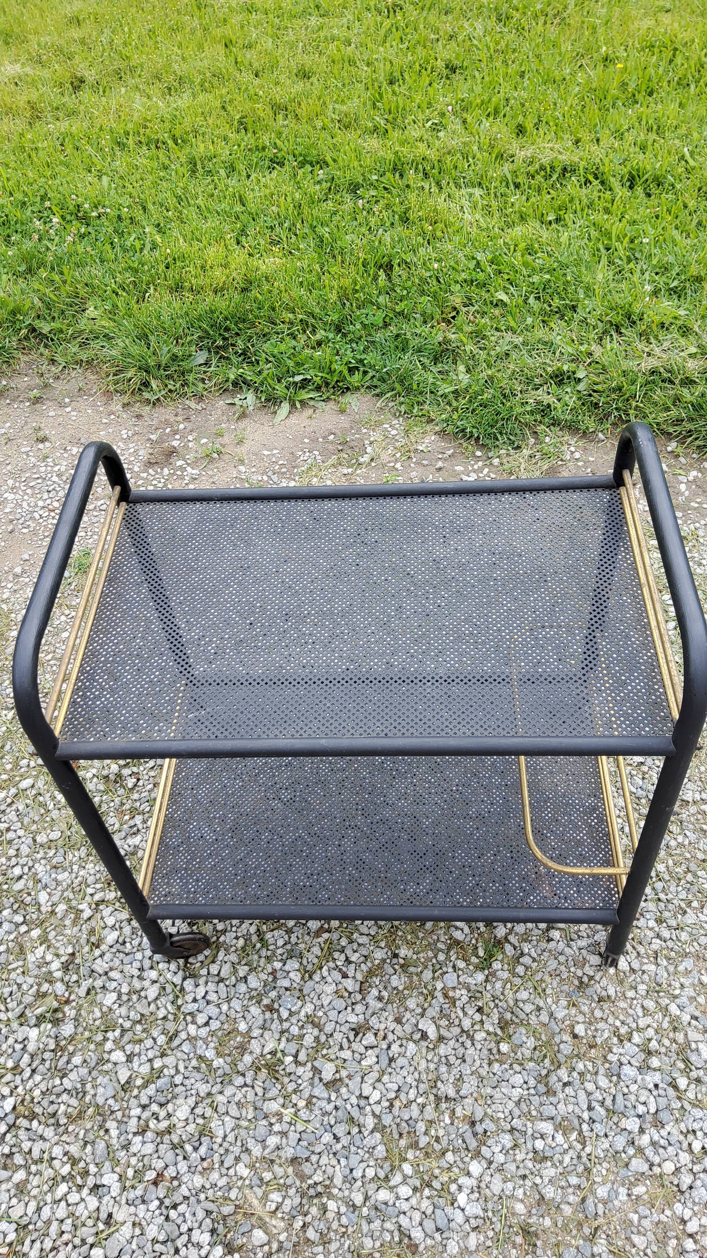 Rolling service bar of the 50s in rigitulle and brass
