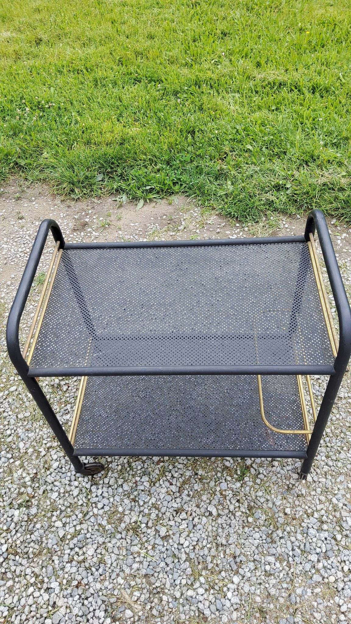 Rolling service bar of the 50s in rigitulle and brass