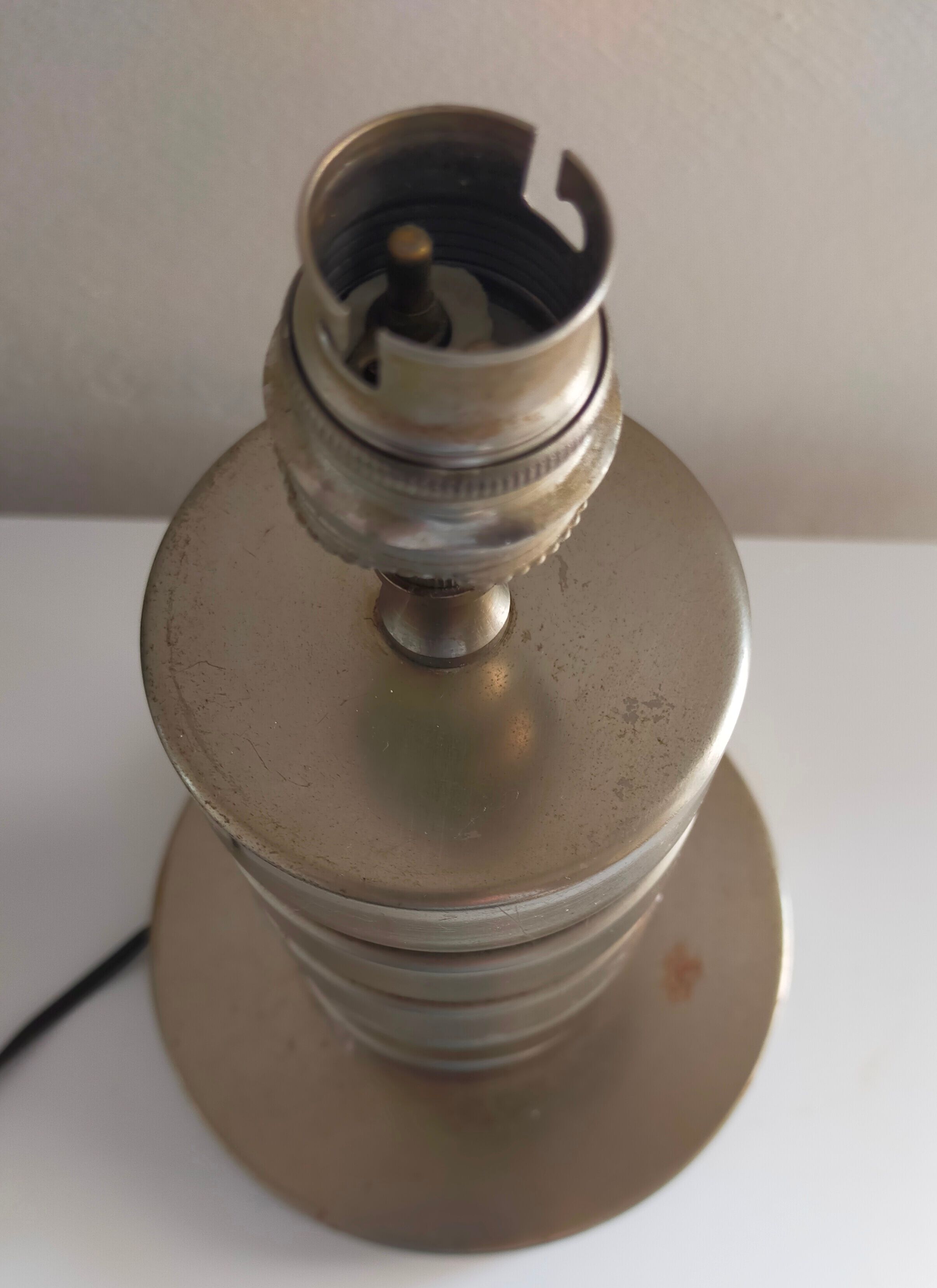 Vintage metal chrome spiral lamp foot