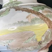 Pair of porcelain ball vases with cottage decor, late 19th century