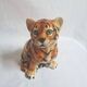 Vintage animal sculpture in Italian ceramic depicting a tiger cub.