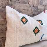 Handmade white Moroccan cushion cover (60x40 cm) for Kilim rugs, cushion cover,