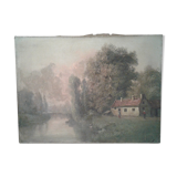 Old painting landscape, barbizon