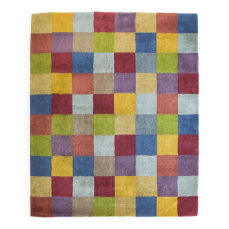 Damier coloré - Tapis tissé à la main