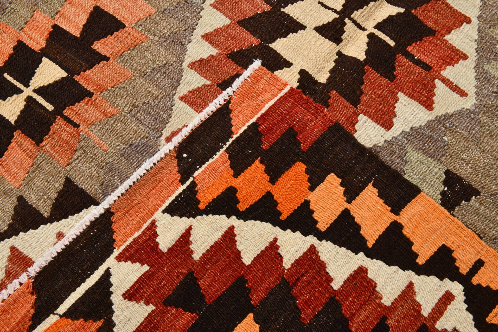 6x11 Geometric Pattern Turkish Vintage Kilim Rug, 172x346Cm