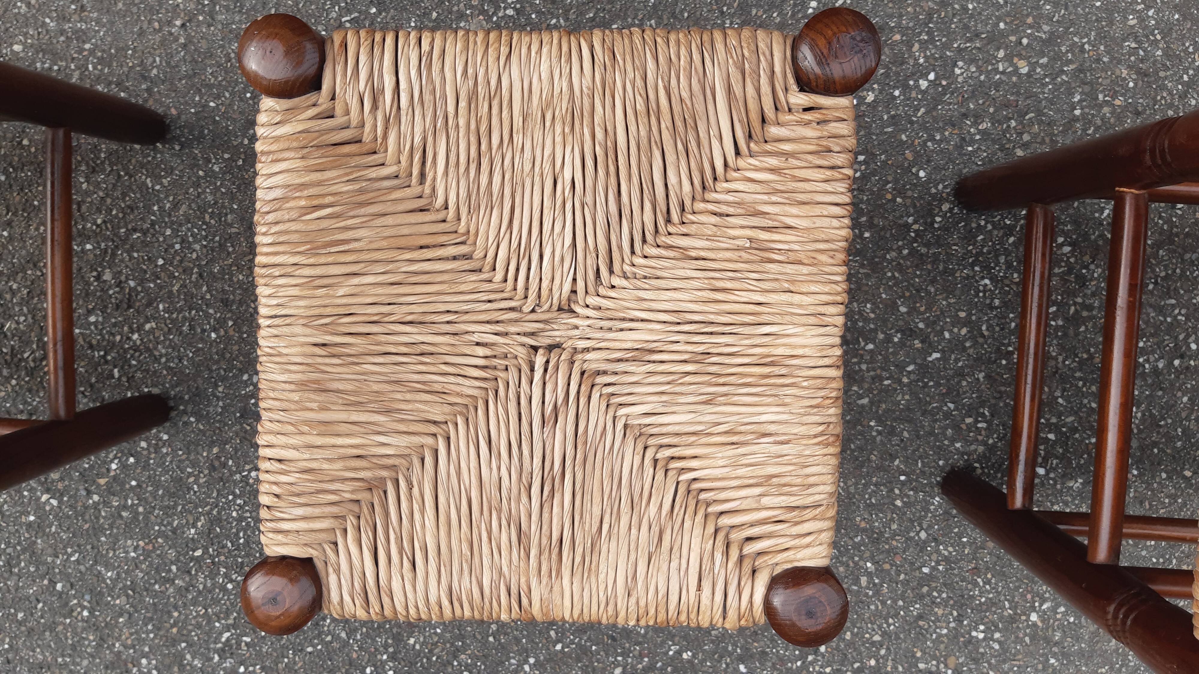 Set of 6 straw stools