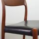 Niels Otto Moller Teak Wooden with Black Leather Dining Chairs, Model 77