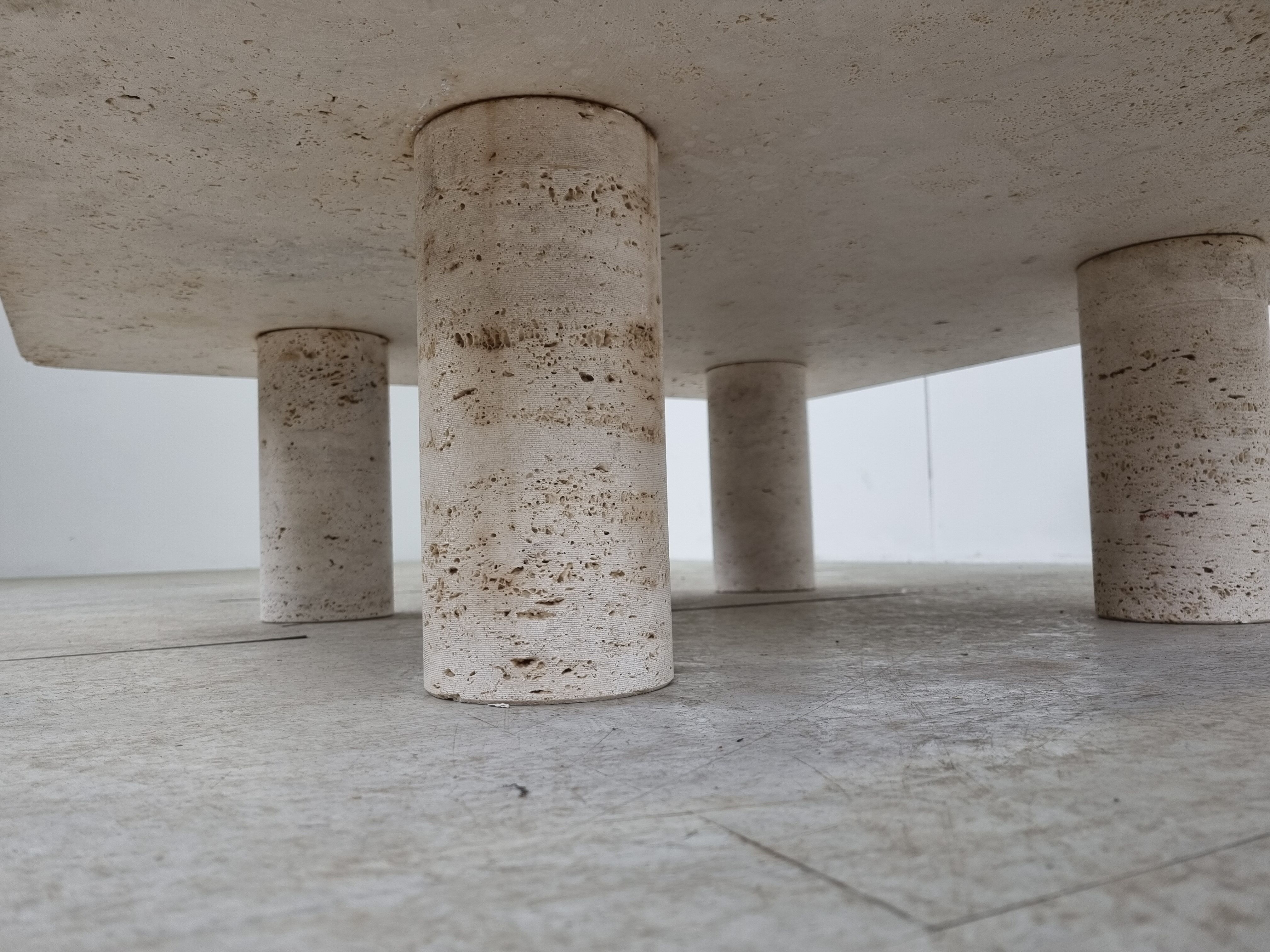 Angelo Mangiarotti Travertine Coffee Table for Up&Up, Italy