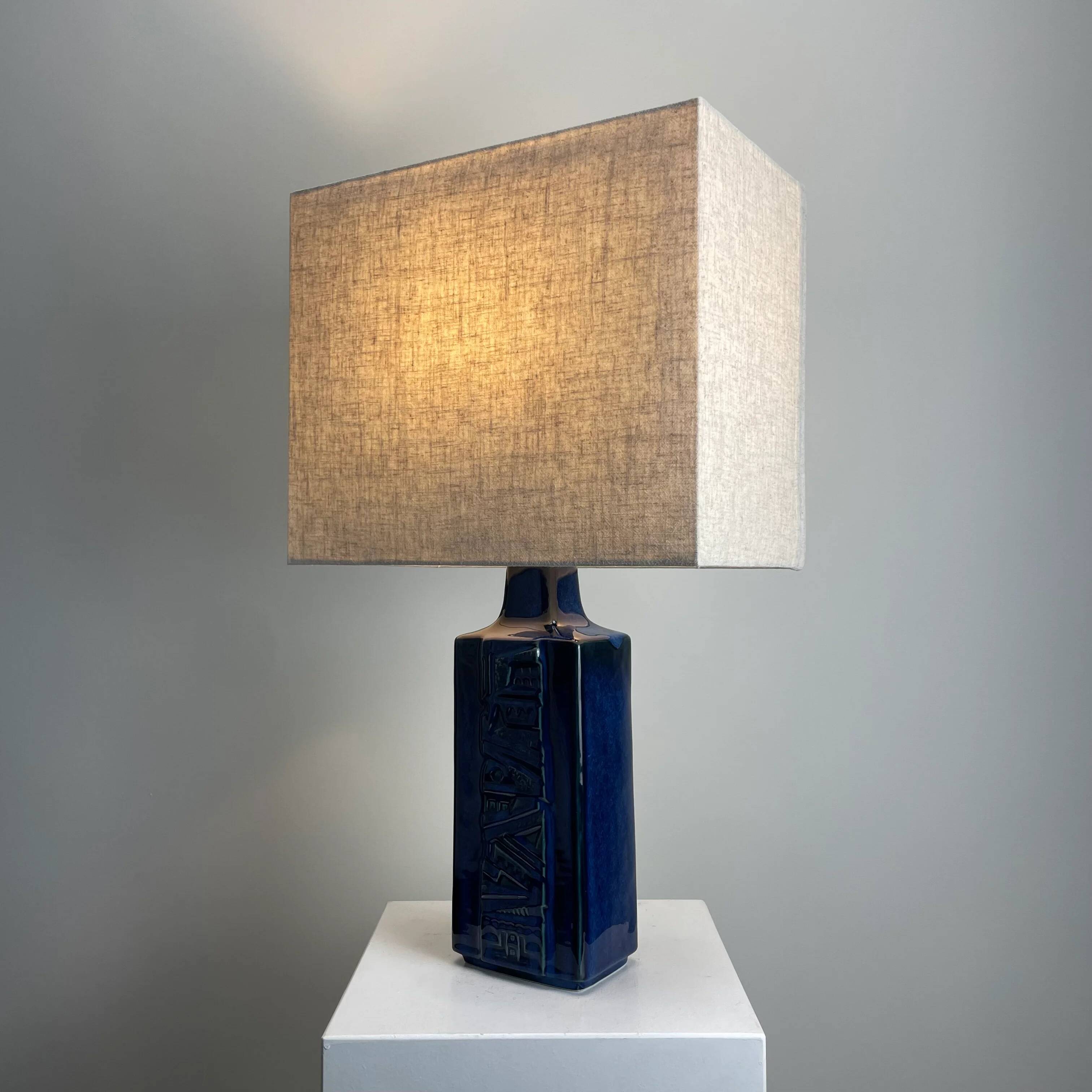 Danish blue ceramic table lamp by Désirée Stentoj, 1960.